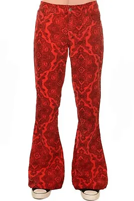 £28.99 • Buy NWT Mens 34R Hendrix Paisley Flares Bell Bottoms Corduroy Red 60s Fuzzdandy Jean