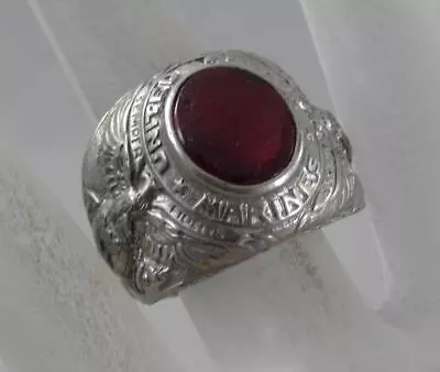 Vintage WWII World War 2 Era Sterling Silver US Marines Ring Uncas F2124 • $79.99