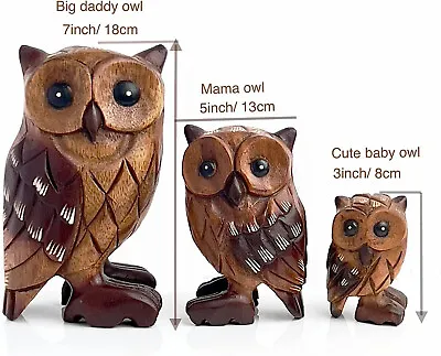 Beautifully Hand-carved Wooden Owls Ornaments. Cute Small And Large Owl Gifts • £6.99