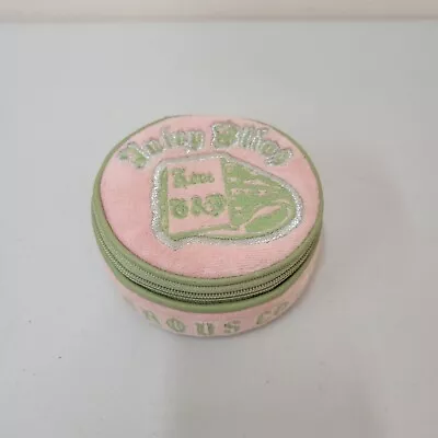 $74.99 • Buy Juicy Couture Y2K Vintage Jewelry Travel Pouch Bag Pink Velour Green Leather