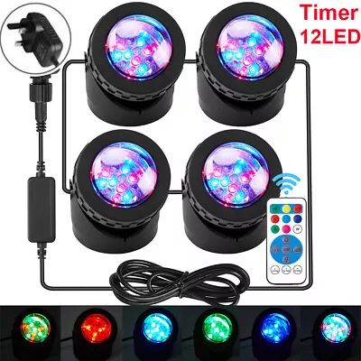 Remote LED Underwater Spot Lights Aquarium Garden Fountain Pond Pool Lamp Decor • £16.43