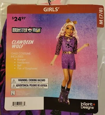 Monster High Clawdeen Wolf InSpirit Design Girl's Costume Size Medium 7/8 • $24.99