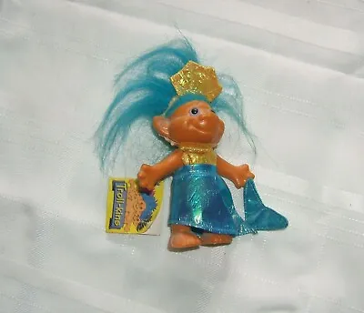 Vintage TROLL DOLL Mermaid Troll-kins 1991 With Tag Blue Gold Trim Outfit • $19.99