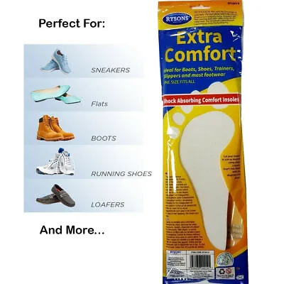 £2.99 • Buy 4x Shoe Insoles Insert Extra Comfort Sports Shock Absorbing Men Women Size 3-11