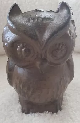 Vintage Cast Iron Owl Figurine Statue-Was Used As Doorstop- Brown 4  X 2.5  X 3  • $14.99