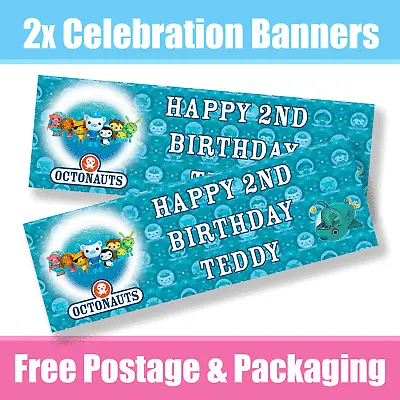 Personalised Octonaut Banners Birthday / Celebration  - Any Name & Age X 2  • £7.49