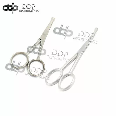 2pc 4.5  Straight + Curved Mustache Nose Hair Scissors W/ Safety Tips • $7.10