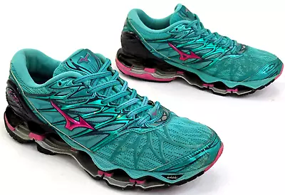 Mizuno Wave Prophecy 7 Running Shoes Women 7.5 Green Pink Athletic - 410969 • $32.77
