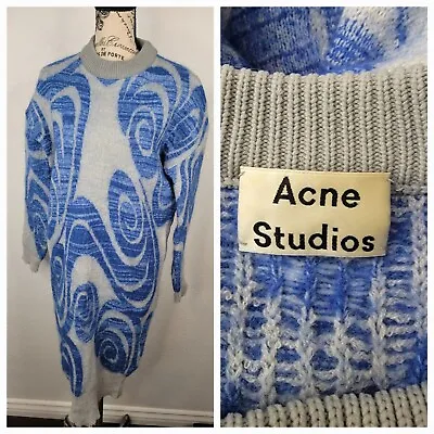 Acne Studios Midi Sweater Dress Womens 2XS Gia PS Merino Wool Blue Gray AW14 • £201.87