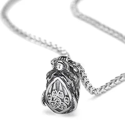 Bear Viking Necklace Silver Stainless Steel Norse Bjorn Claw Berserker Pendant • $25.99