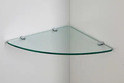 Bathroom Round Floating Corner Glass Shelf 8mm Tempered Toughen Clear Glass • $33.99