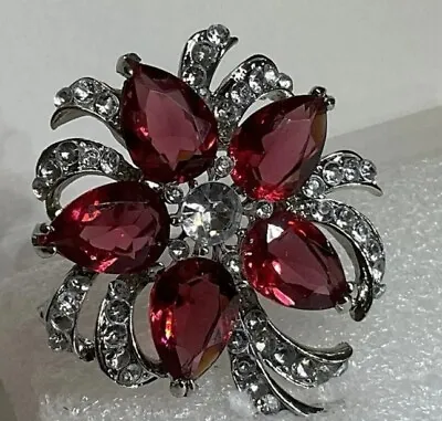 Vintage 48mm Chanel Set Rhinestone Tourmaline Garnet Colour Glass Paste Brooch  • $39