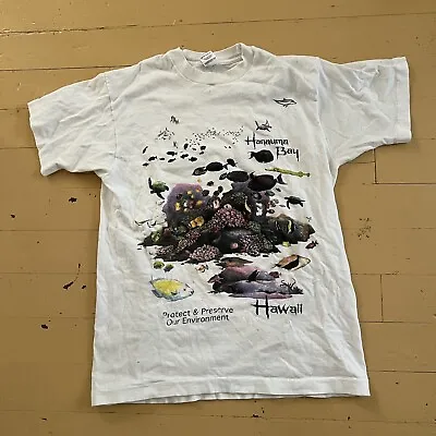 Vintage Hanauma Bay Hawaii Shirt Medium White Fish Hawaii Environmentalist • $7