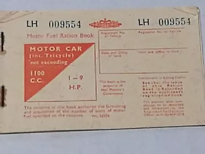 Unused Motor Fuel Ration Book For Car Up To 1100cc (1-9 HP) From 1973 CD# 6 T • £4.95