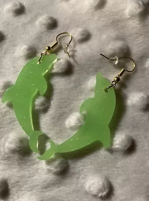 Glow In The Dark Dolphin Earrings Neon Green • $8.50
