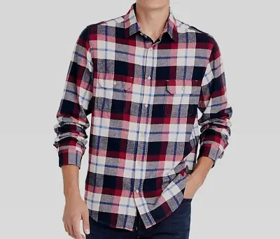 Goodfellow Mens Heavy Weight Flannel Shirt M Blue Red Plaid Button Pockets NEW • $18.50