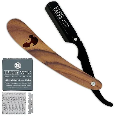 100 Blades + Classic Stainless Steel Straight Edge Barber Razor Salon Shaving • $10.98