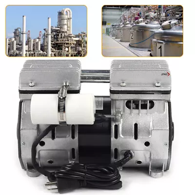 $140 • Buy 100L/min Oil-free Vacuum Pump Piston Compressor Vacuum Pump +Silencer +Capacitor