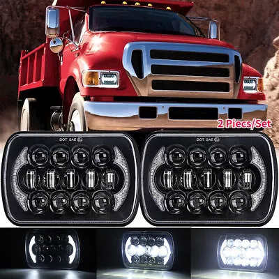 120W Pair 5x7 7x6 Square LED Headlights DRL Hi-Lo For Ford F650 F750 F-250 L9000 • $66.60