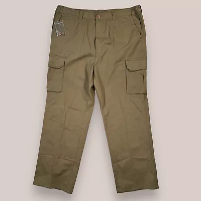 NEW Boulder Creek Olive/Brown Elastic Waist Cargo Pants Big & Tall Mens Sz 44/38 • $29.56