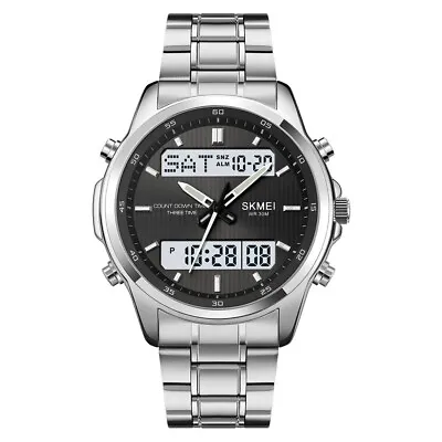 Luxury Waterproof Analog Watch Mens Stainless Steel Digital Wrist Watches Gift • £18.89