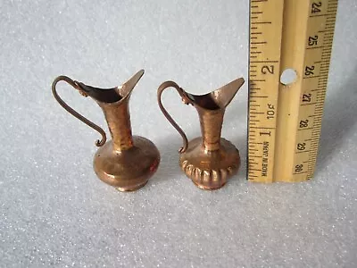 Cute Antique Middle Eastern Islamic Hammered Copper Miniature Jar & Pitcher 2  • $14.90