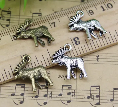 20/50X  DIY Jewelry Making Cute Elk Moose Deer Alloy Charm Pendants 18x17mm • $1.86