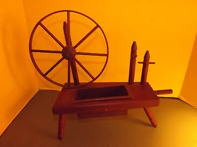 Vintage Table Top Wood Spinning Wheel Planter Folk Art Country 16 X5.5 X13.5 T • $38