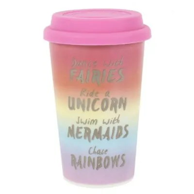 £13.99 • Buy Ceramic Travel Mug Fairies Unicorn Rainbow Mermaid Thermos Coffee Glitter Cup