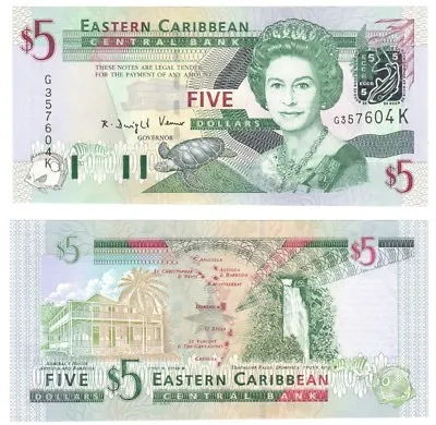 Eastern Caribbean 5 Dollars Banknote St. Kitts (2003) P.42k - UNC • £9.99