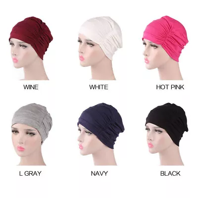 Women Soft Comfy Chemo Cap Sleep Turban Hat Cancer Hair Loss Cotton Head Wrap UK • £3.41