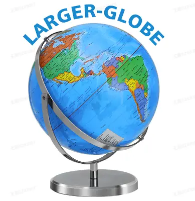 Metal World Globe On Stand Earth Ocean Rotating World Map Desktop Geograph 12'' • $49.39