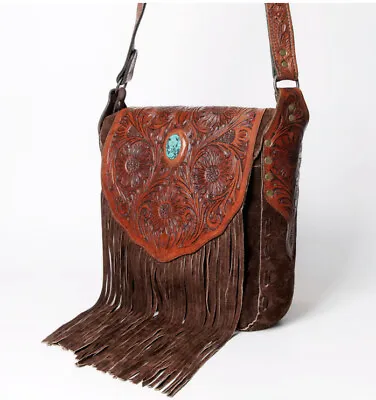 American Darling Large Conceal Carry Bag Handtooled Sunflowers Turquoise RTL 495 • $200