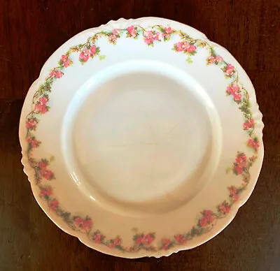 Habsburg China Mz Austria Dinner Plates Pink Rose Garland Gold Scallop  • $16.99