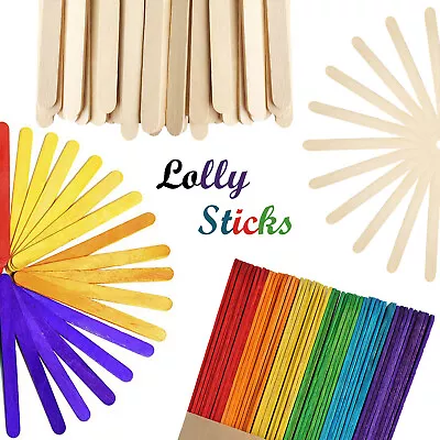 Wooden Lollipop Sticks Lolly Natural Craft Crafts Lollies Ice Pops 50 To 1000Pcs • £3.39