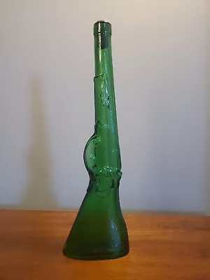 Vintage Gun Shaped Green Glass Liquor Decanter Bottle • $42