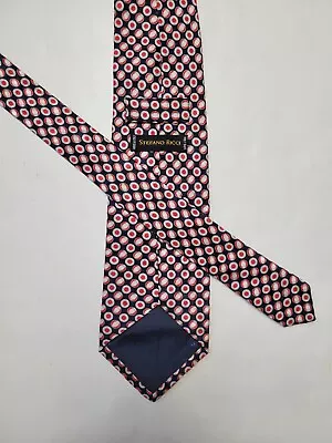 STEFANO RICCI Blue Red White Dotted Pattern 100% Silk Men's Tie Made In Italy  • $25