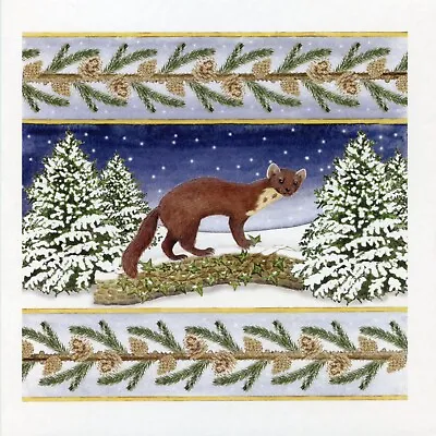 Winter Pine Marten Christmas Card Non Religious Pagan Celtic Yuletide Solstice • £3