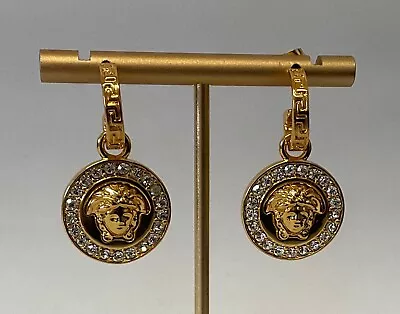 Versace. Gold Plated Medusa Earrings With Crystals M 594 • $129