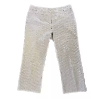 SIGRID OLSEN Women’s Striped Seersucker Cotton Ankle Crop Pants Size 6 Petite • $20