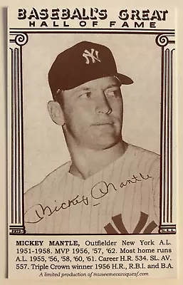 ARCADE Photo MICKEY MANTLE Card  EXCELLENT Condition REPRODUCED Signature Signed • $12