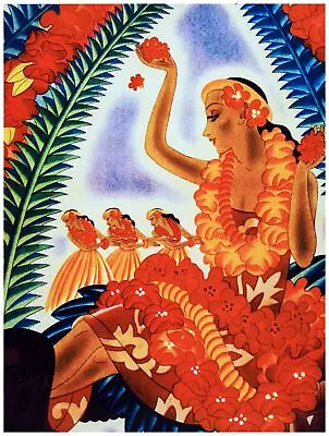 9547.Tropical Dressed Woman Dancing.luau.POSTER.decor Home Office Art • $45