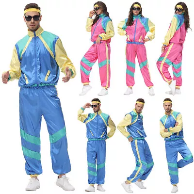 Mens Women Costume 70s 80s 90s Rock Star Fancy Dress Outfit Clothes Cosplay Set • $42.93