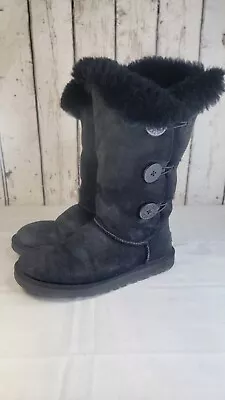 UGG Women’s Bailey Button Triplet 1873 Boots Black Size US 8 Gently Worn Used • £24.32