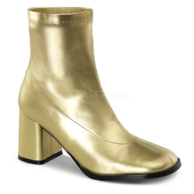 $54.95 • Buy Gold 1960s Hippie GoGo Dancer 70s Party Halloween Costume Ankle Boots Womans
