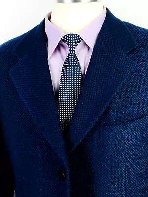 42L Italy Unbranded Mens 3 Button Textured Pure Wool Blazer Sport Coat Navy • $68.95