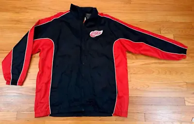 Vintage Detroit Red Wings Full Zip Hidden Hood Nylon Jacket NHL G-111 Carl Banks • $43