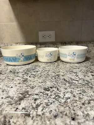 Vintage Plastic Disney Chef Mickey Mouse Cereal Bowls Set Of 3 • $33