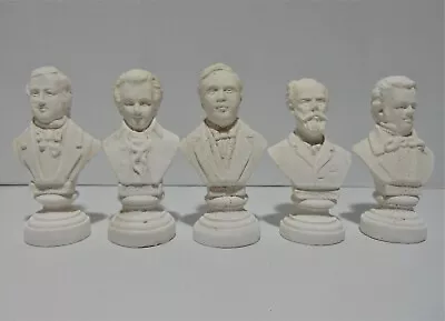 5 Musical Composer Busts Figurines Foster Mozart Tchaikovsky Schumann Unknown • $18