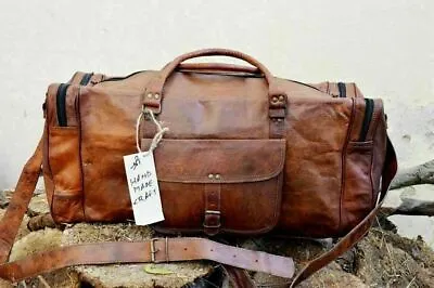 $43.90 • Buy Men's LARGE Travel Bag Real Vintage Leather Duffel Luggage Gym Sport Overnight